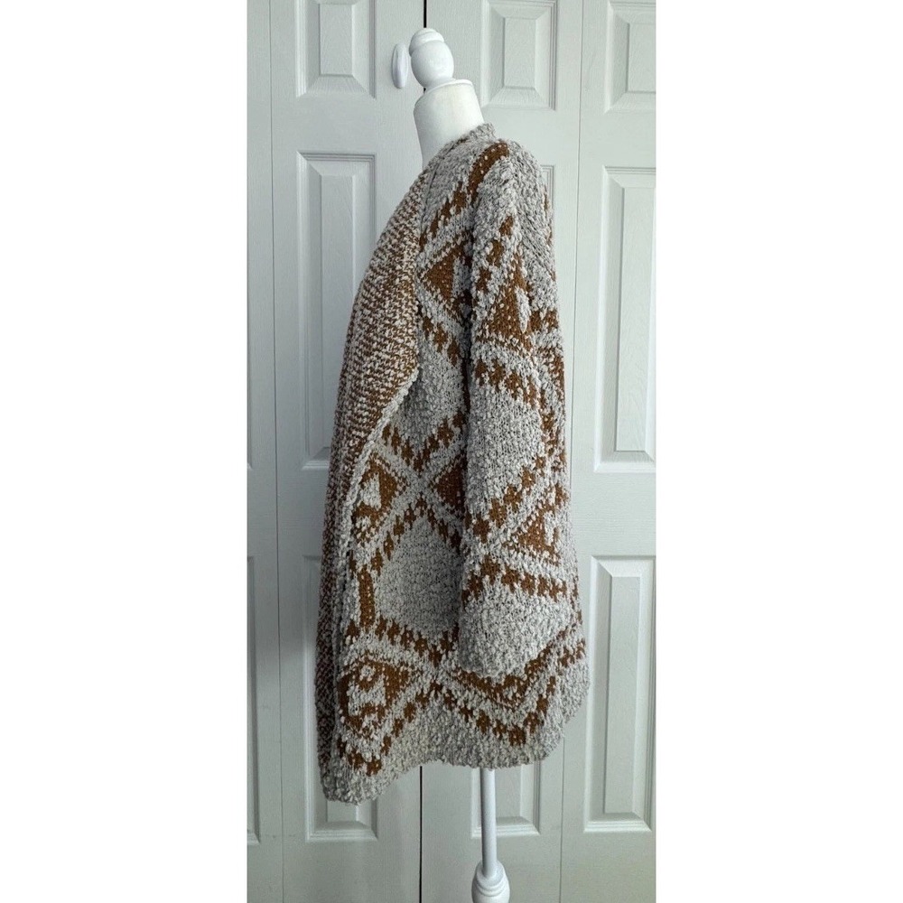 POL Aztec Geometric Oversized Chunky Knit Cardigan Women Small Brown Winter Cozy - Picture 5 of 11